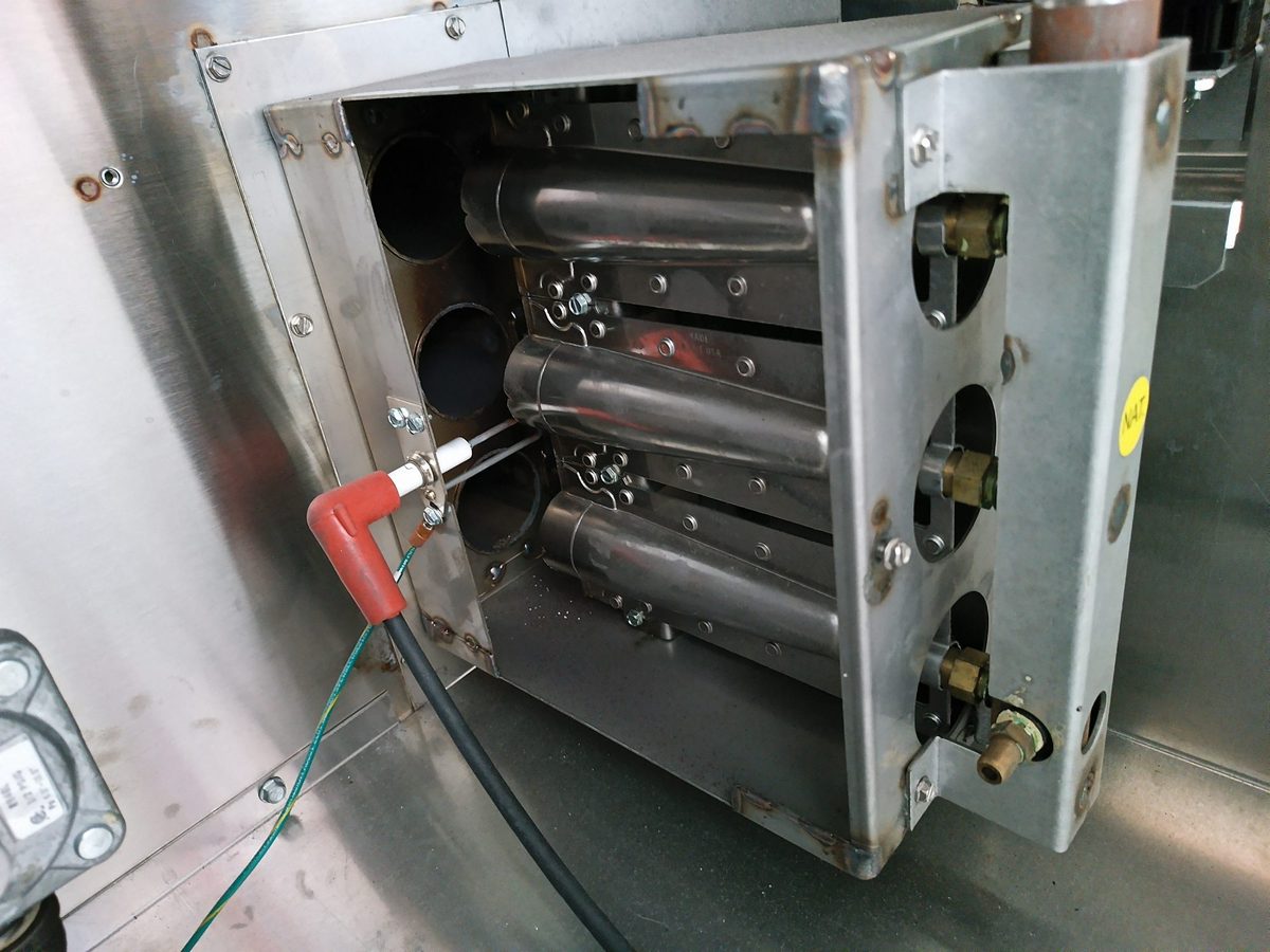 Conveyor pizza oven burner manifold after a service